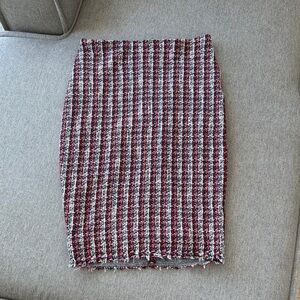 Bailey 44 Red and Black Tweed Pencil Skirt